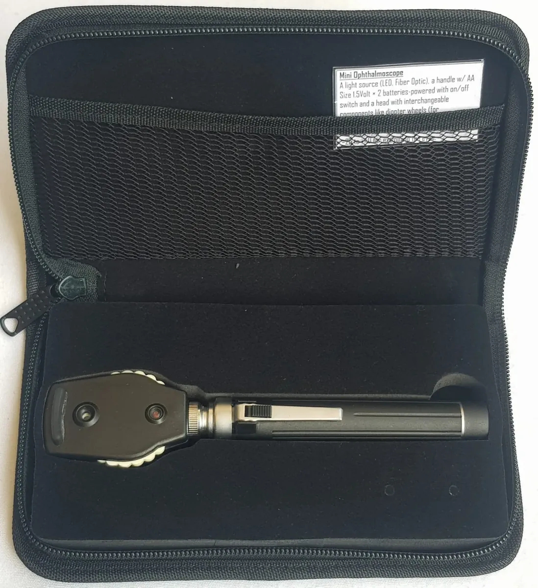 Mini Ophthalmoscope (Pocket) — Diopter-Wheel Fundoscopy with Zipper Pouch